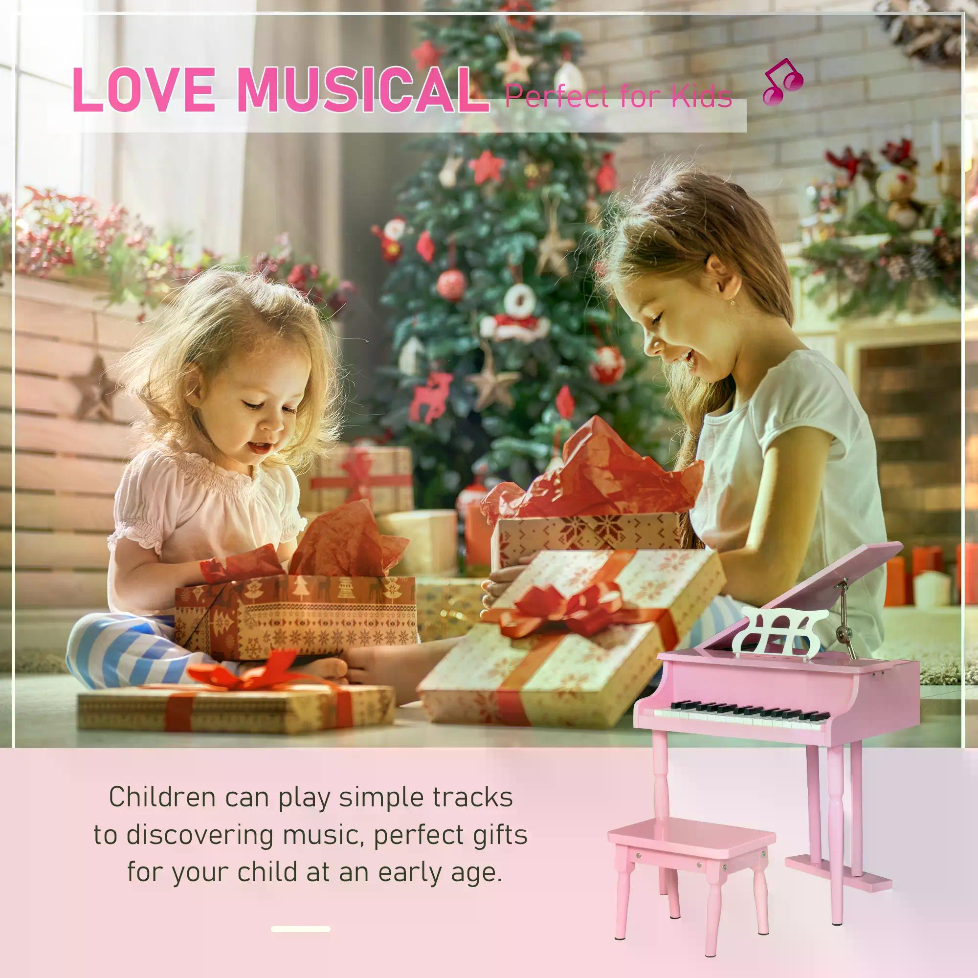 HOMCOM 30 Keys Mini Kids Piano for Child with Music Stand and Bench Best Gifts Toy - anydaydirect