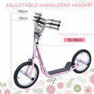 HOMCOM Youth Scooter Adult Teen Push Scooter Kids Children Stunt Scooter Bike Bicycle Ride On 16" Pneumatic Tyres , Pink - anydaydirect