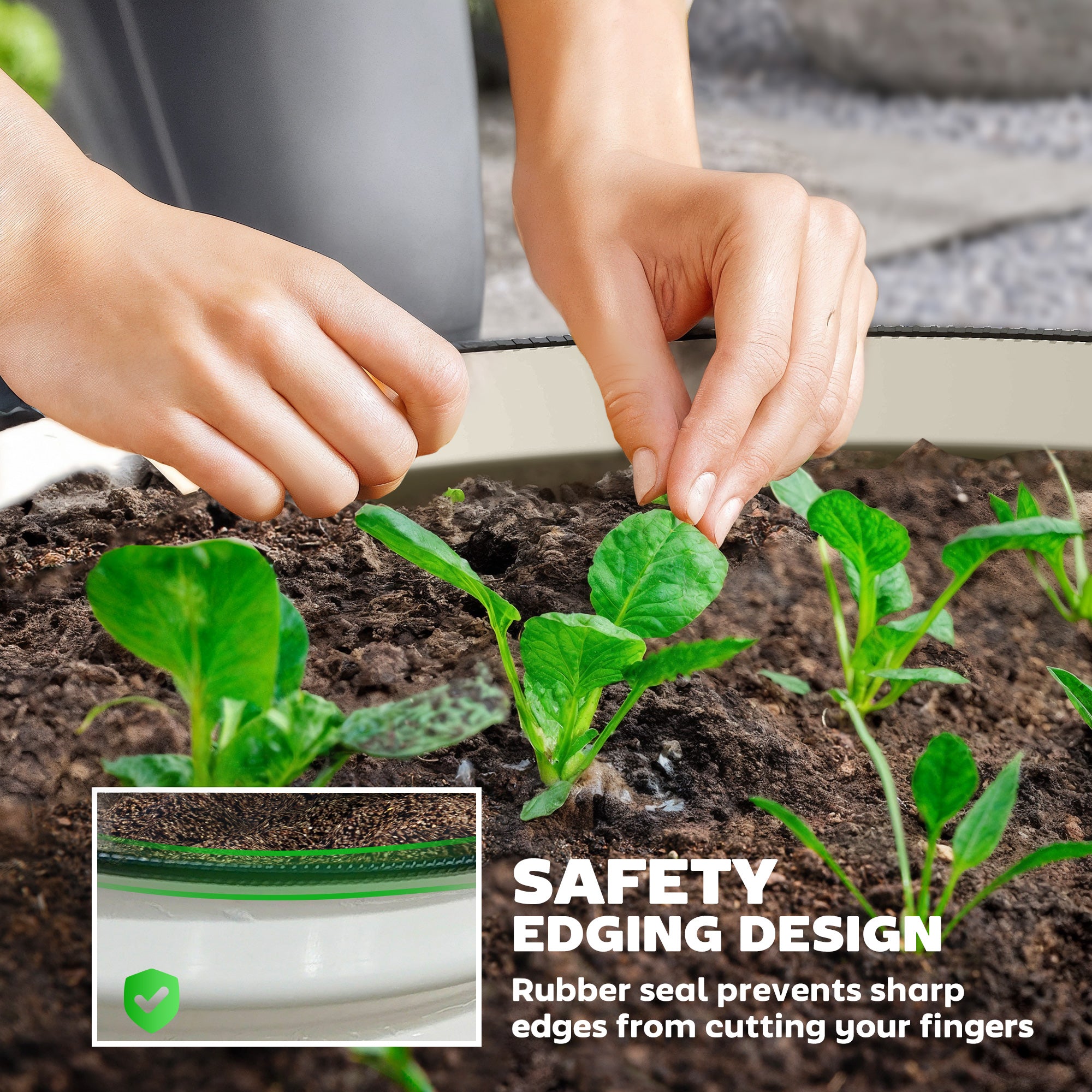 Outsunny Set of 2 Raised Garden Bed, Metal Planter Box with Safety Edging, Easy-to-assemble Stock Tank, Cream White - anydaydirect