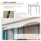 Outsunny 2.2 x 1.5 m BBQ Grill Gazebo Tent, Garden Grill with Metal Frame, Curved Canopy and 10 Hooks, Outdoor Sun Shade, Beige - anydaydirect