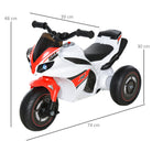 HOMCOM Toddlers 3-Wheel Plastic Motorcycle Push Walker with Music, Front Light for Kids Aged 18-36 Months ,Red/White - anydaydirect