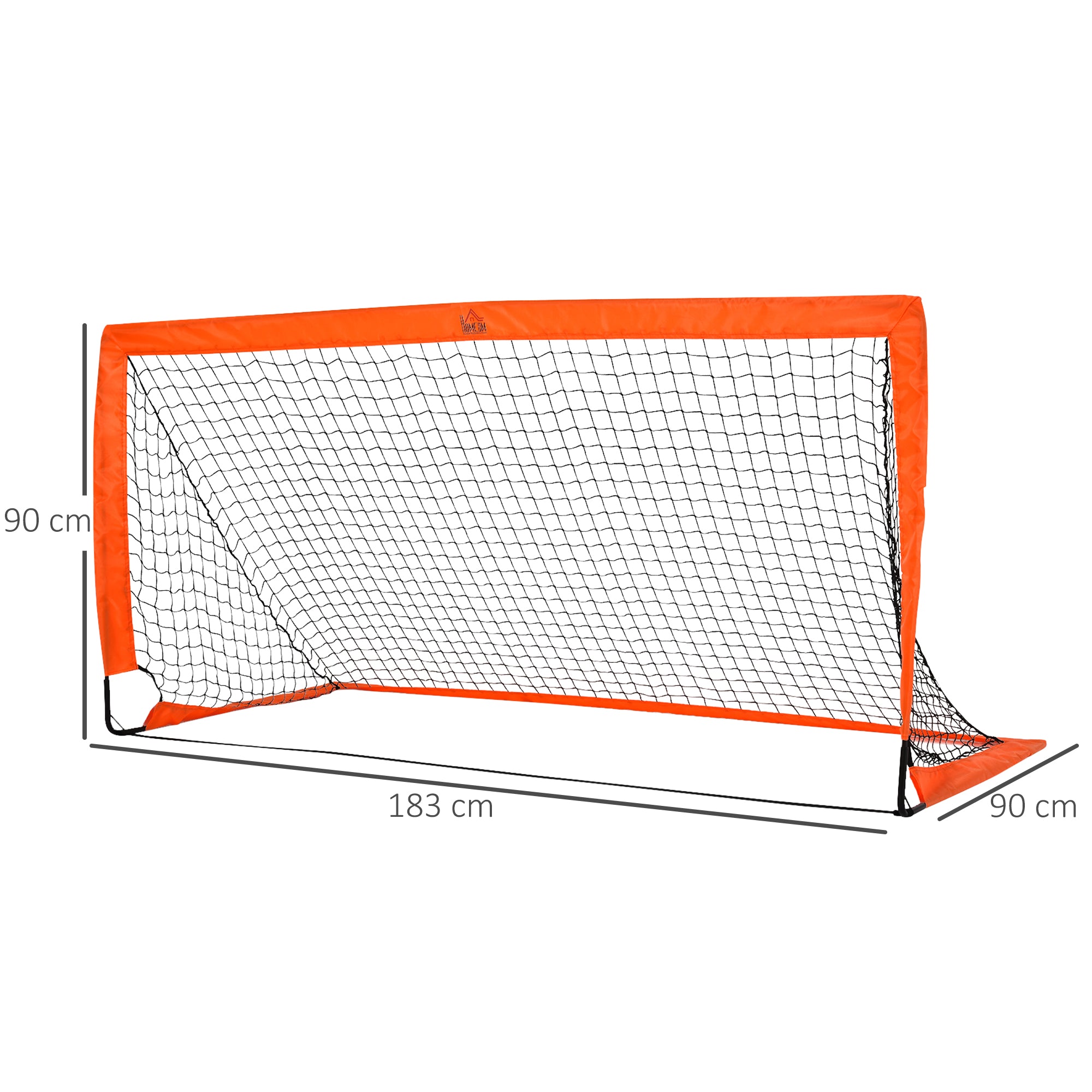 HOMCOM Set of 2 Football Goal Net 6 x 3 ft Foldable Outdoor Sport Training Teens Adults Football with Carrying Bag Orange - anydaydirect