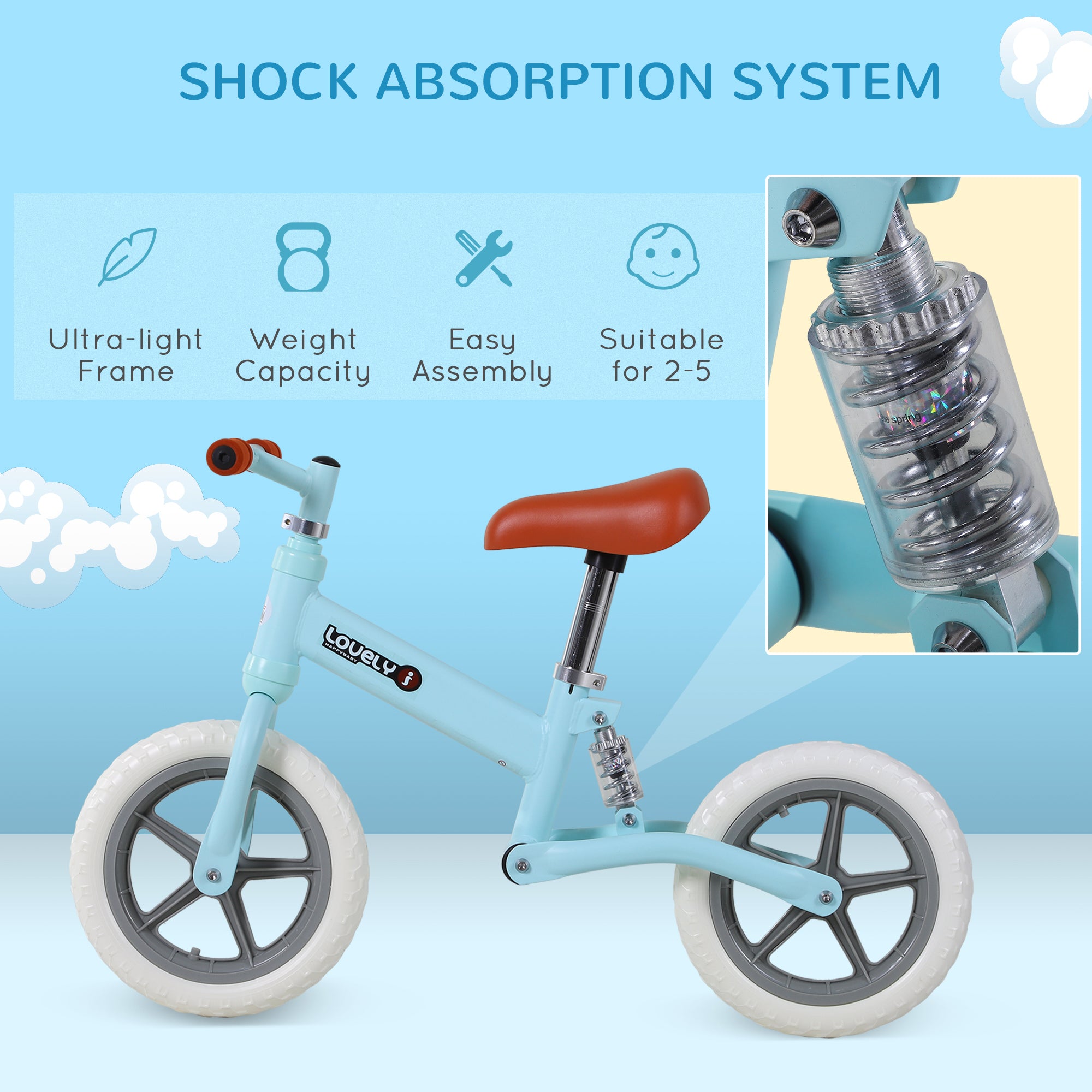 HOMCOM Stride-Right Toddler Cycle: Pedal-Free Balance Trainer for Developing Walking Prowess, Azure Blue - anydaydirect