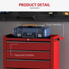 HOMCOM 5 Drawer Tool Chest on Wheels, Lockable Steel Tool Trolley with Side Handle for Workshop, Garage, Red - anydaydirect