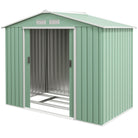 Outsunny 7ft x 4ft Lockable Garden Metal Storage Shed Large Patio Roofed Tool Storage Building Foundation Sheds Box, Light Green - anydaydirect