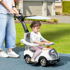 AIYAPLAY 3 in 1 Ride on Push Car, Cartoon Robot Theme Foot to Floor Slider w/ Handle Light Music Horn, Storage - White - anydaydirect