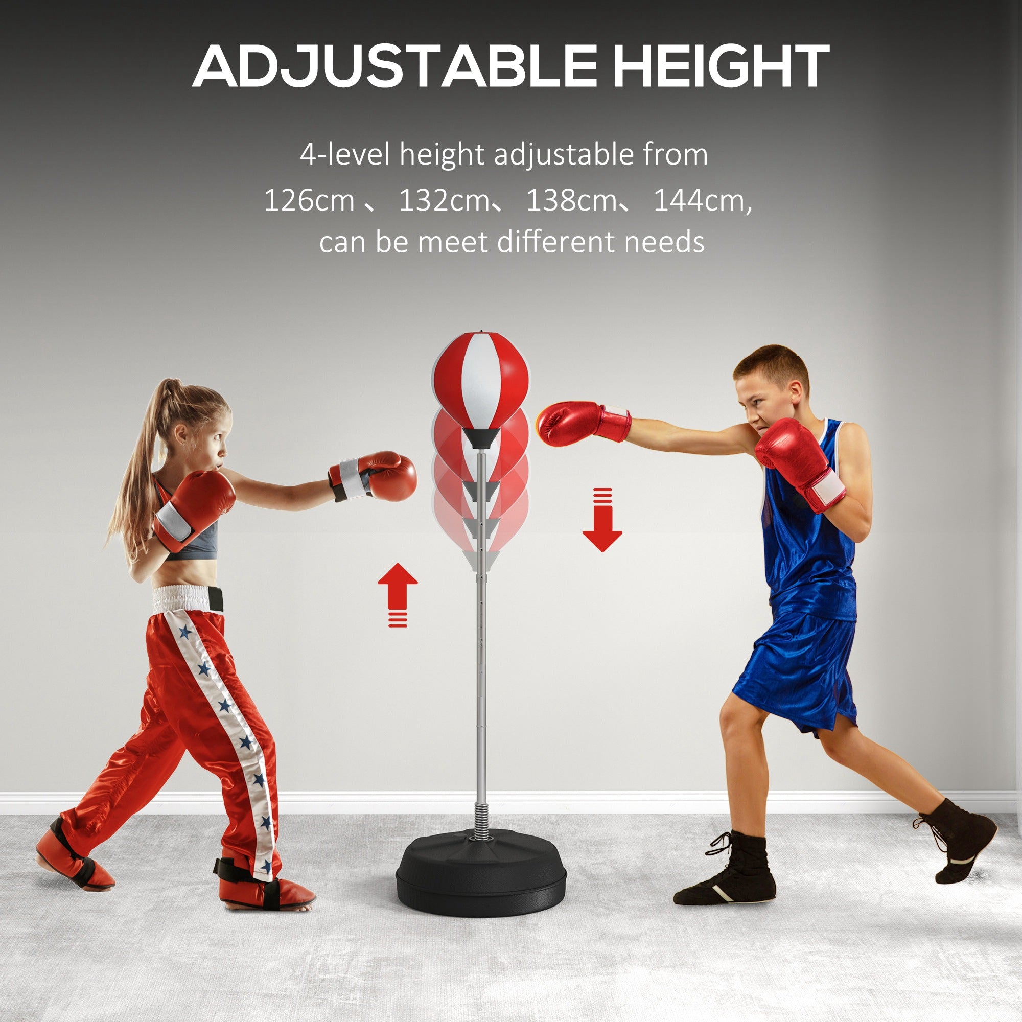 HOMCOM Punching Bag with Stand Boxing Bag Set with Adjustable Height, Red - anydaydirect