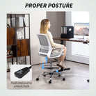 HOMCOM Draughtsman Chair, Mesh Drafting Chair, Ergonomic Office Chair with Lumbar Support, Adjustable Foot Ring, Grey - anydaydirect