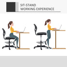 Vinsetto Ergonomic Mesh Standing Desk Chair with Adjustable Footrest Ring and Seat Height Black - anydaydirect