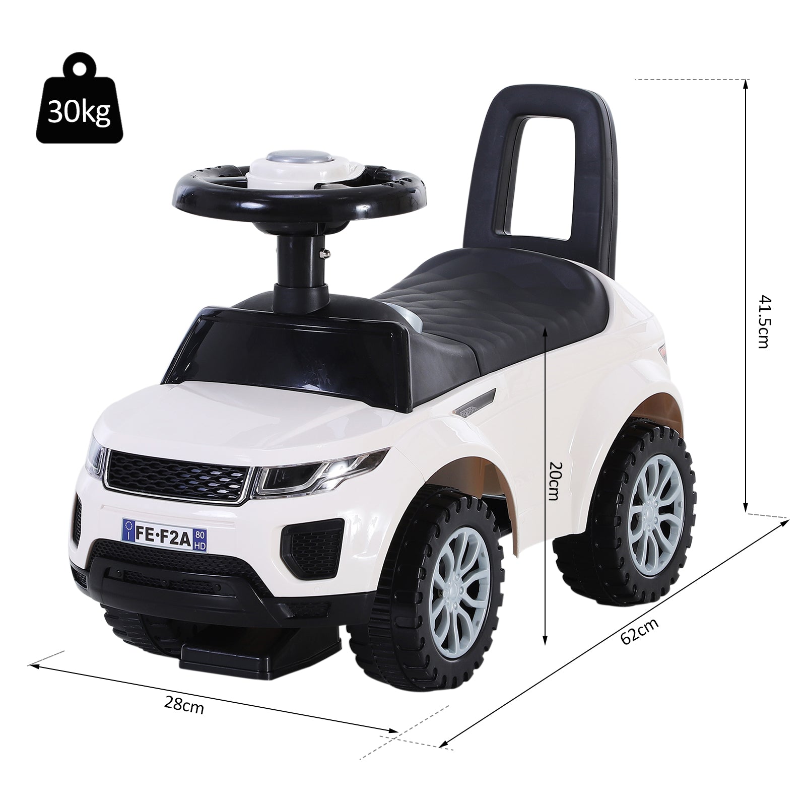 HOMCOM 3-in-1 Ride On Car for Toddlers, Foot to Floor Slider with Horn, Steering Wheel and Under Seat Storage, White - anydaydirect