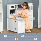 HOMCOM Kids Kitchen Playset, Large Pretend Role Play Kitchen, White - anydaydirect