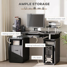 HOMCOM Computer Desk Office PC Table Workstation with Keyboard Tray, CPU Shelf, Drawers, Sliding Scanner Shelf, Black - anydaydirect