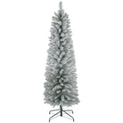 HOMCOM 5ft Artificial Pencil Christmas Tree with 263 Snow Flocked Tips, Metal Base, Realistic Xmas Tree - anydaydirect