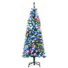 HOMCOM 5' Tall Prelit Pencil Slim Artificial Christmas Tree w/ Realistic Branches, 250 Colourful LED Lights & 408 Tips, Xmas Decoration - anydaydirect
