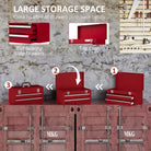 DURHAND Lockable Metal Tool Box, 2 Drawer Tool Chest with Latches, Handle, Ball Bearing Runners, Red - anydaydirect