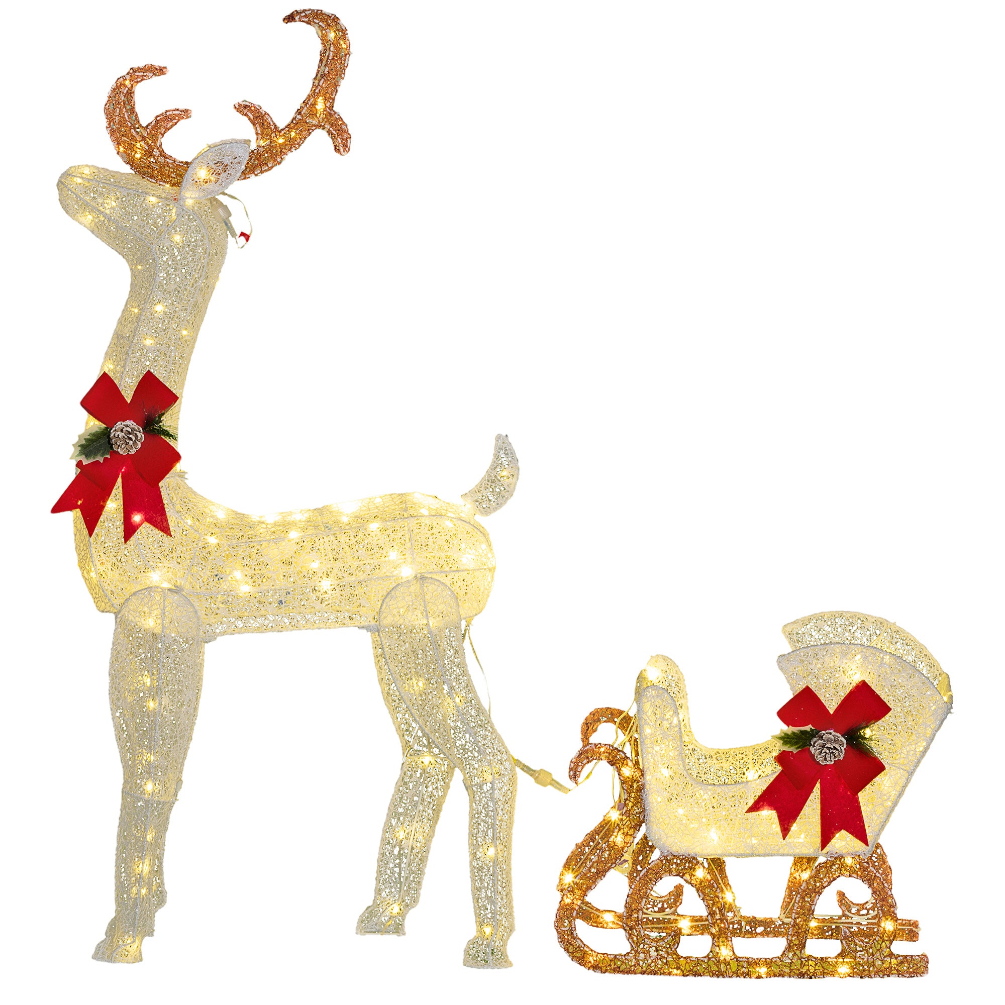 Outsunny 170 LED Light Reindeer and Sleigh Christmas Decoration - anydaydirect