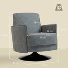 HOMCOM Upholstered Swivel Accent Chair with Thick Padding, Grey - anydaydirect