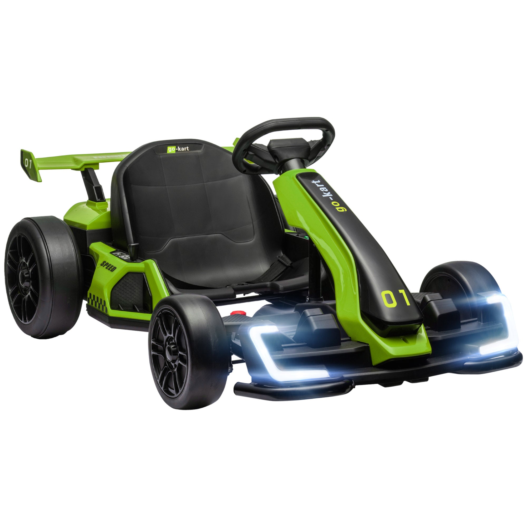 HOMCOM 24V Electric Go Kart for Kids with Adjustable Seat for 6-12 Years Old, Green - anydaydirect