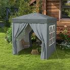 Outsunny Garden Pop Up Gazebo Marquee Party Tent Canopy with free Carrying Case, Removable 2 Walls, 2 Windows, 2m x 2m, Grey - anydaydirect
