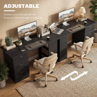 HOMCOM Computer Desk, Writing Table, PC Workstation with 3 Storage Shelves and Drawers, Handle, for Home Office, Black - anydaydirect