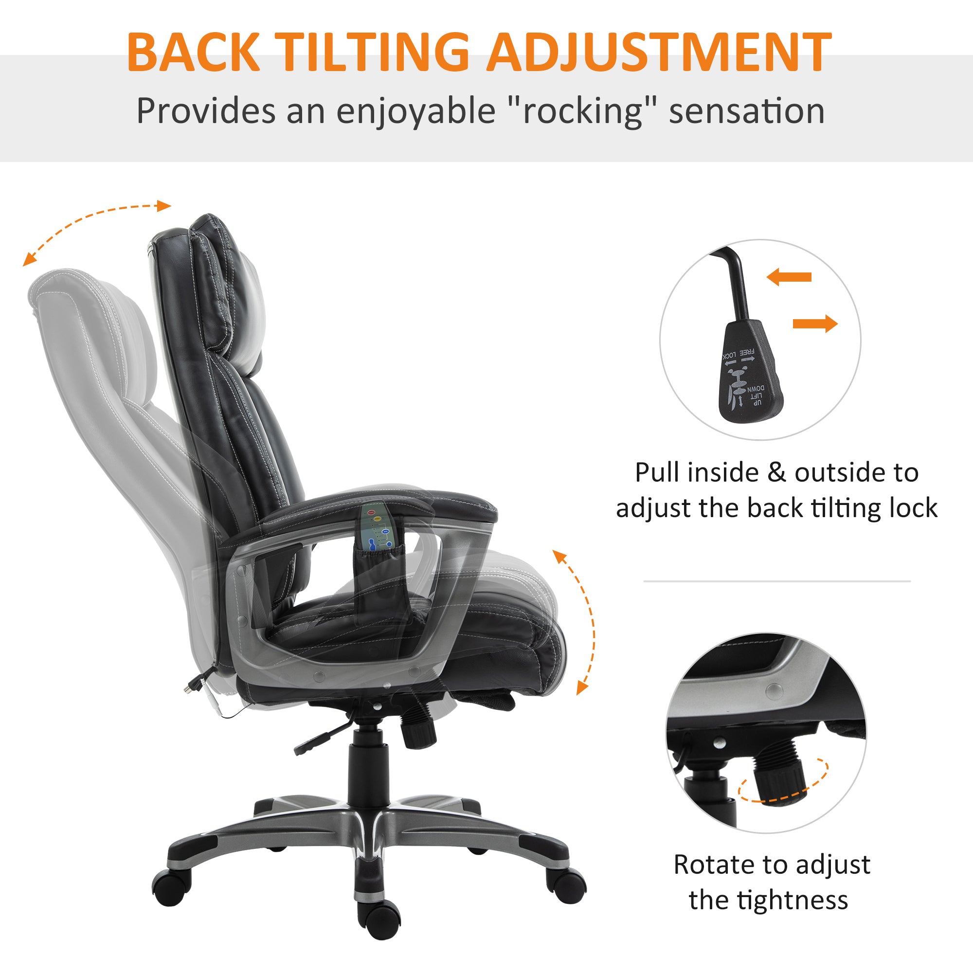 Vinsetto Massage Office Chair High Back with Armrest 6-Point Vibration Executive Chair with Adjustable Height Black - anydaydirect