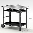Outsunny BBQ Trolley with Stainless Steel Top Adjustable Shelf, Outdoor Kitchen BBQ Station with Hooks Seasoning Tray Towel Rack, Pizza Oven Table Movable Outdoor Grill Dining Cart with Cover, Black - anydaydirect
