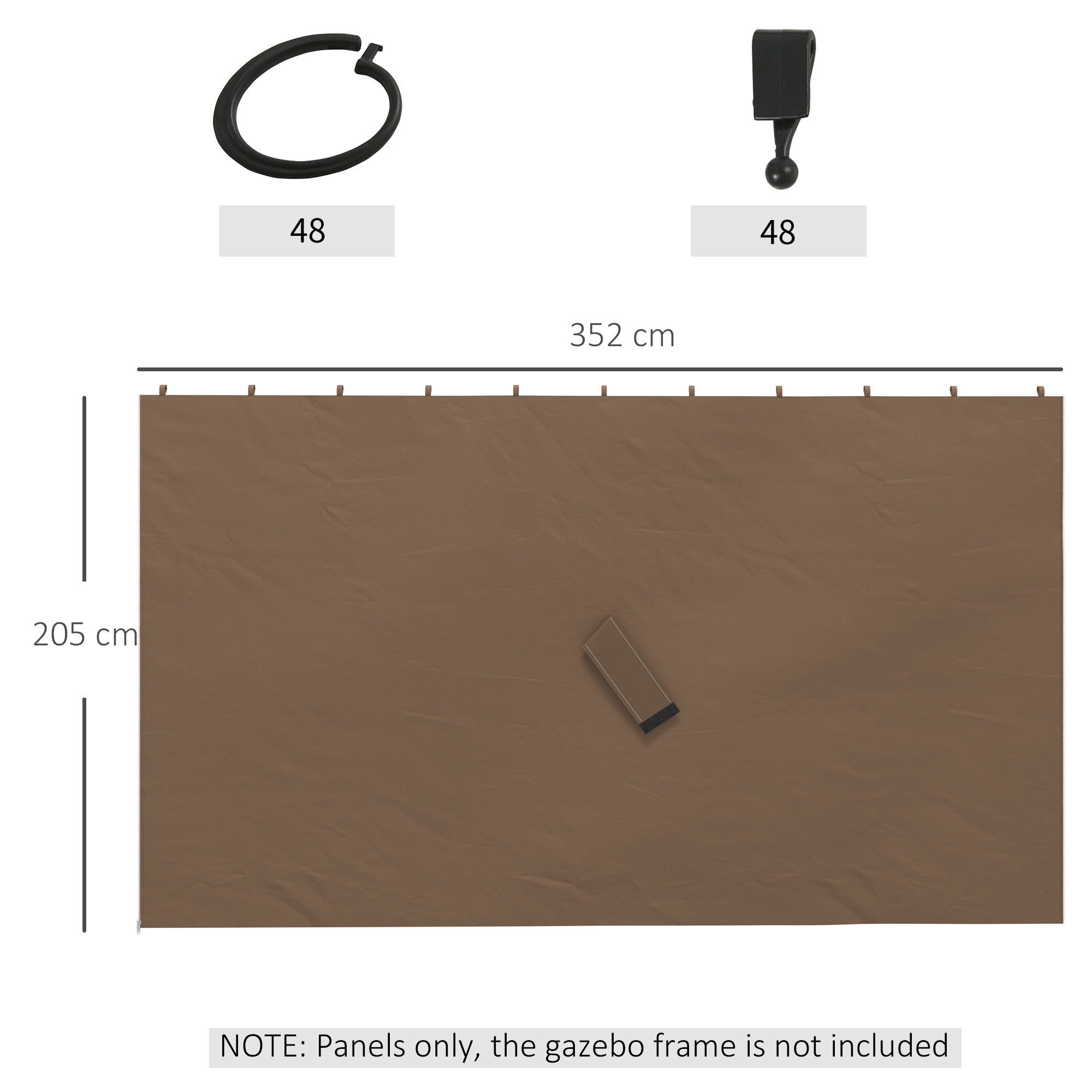 Outsunny Set of Four 3 x 4m Gazebo Replacement Walls - Dark Brown - anydaydirect