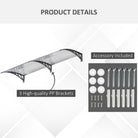 Outsunny Door Canopy Awning Outdoor Window Rain Shelter Cover for Front/Back Door Porch Clear 196 x 75cm - anydaydirect
