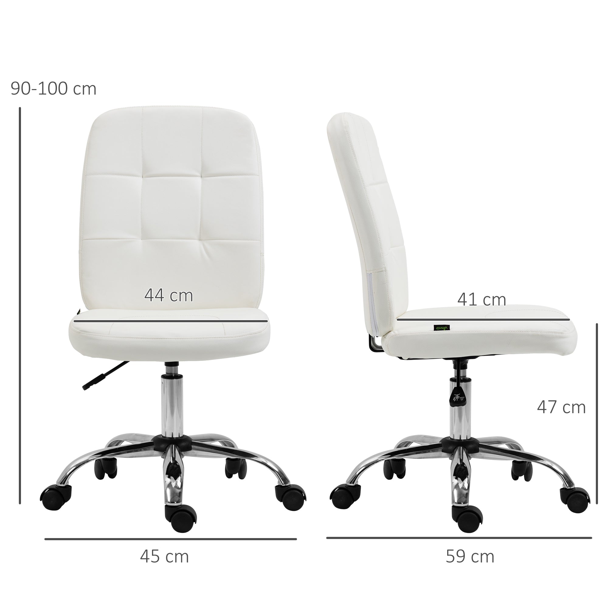 Vinsetto Armless Faux Leather Office Chair - White - anydaydirect