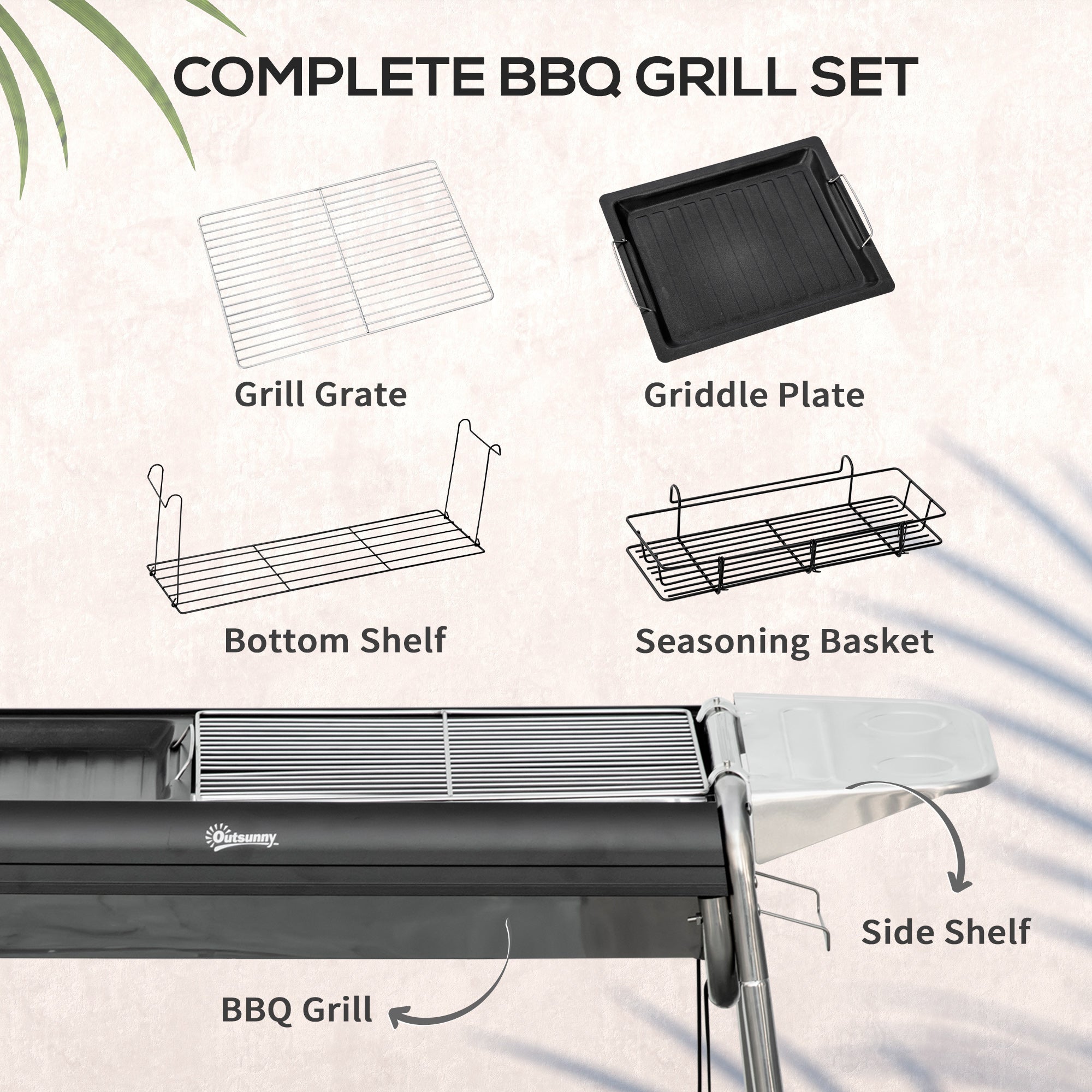 Outsunny Charcoal BBQ Grill - Black - anydaydirect