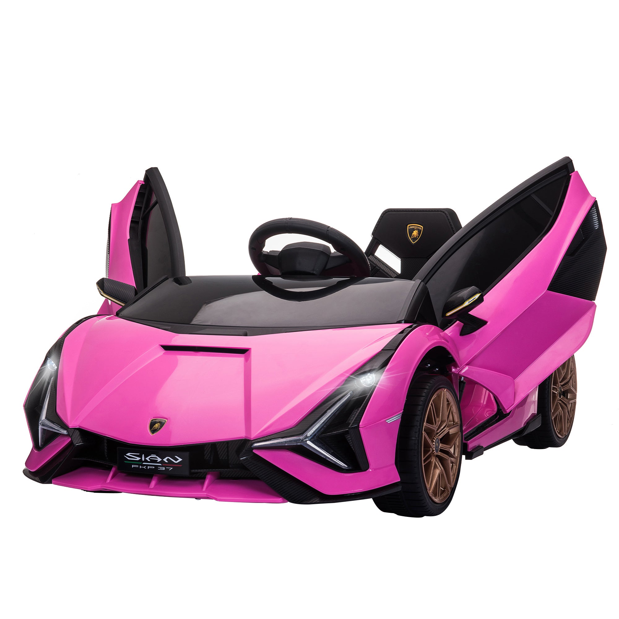 Kids Electric Ride On Car HOMCOM Compatible 12V Battery-powered Lamborghini SIAN Toy w/ Parental Remote Control Lights for 3-5 Years Old - anydaydirect