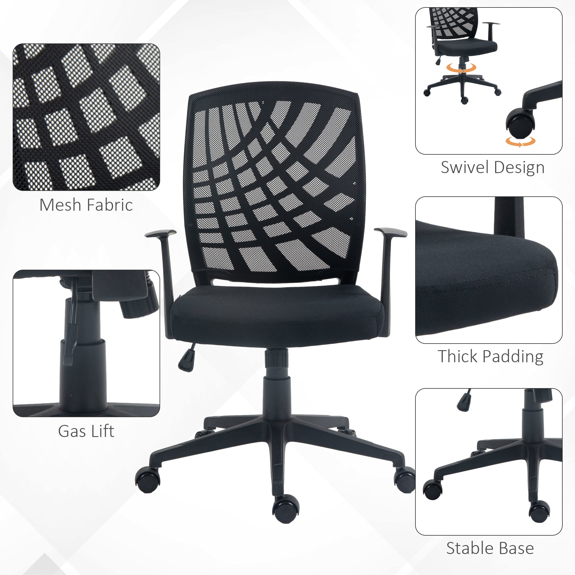 HOMCOM 97.5-106.5cm Adjustable Home Office Chair - Black - anydaydirect