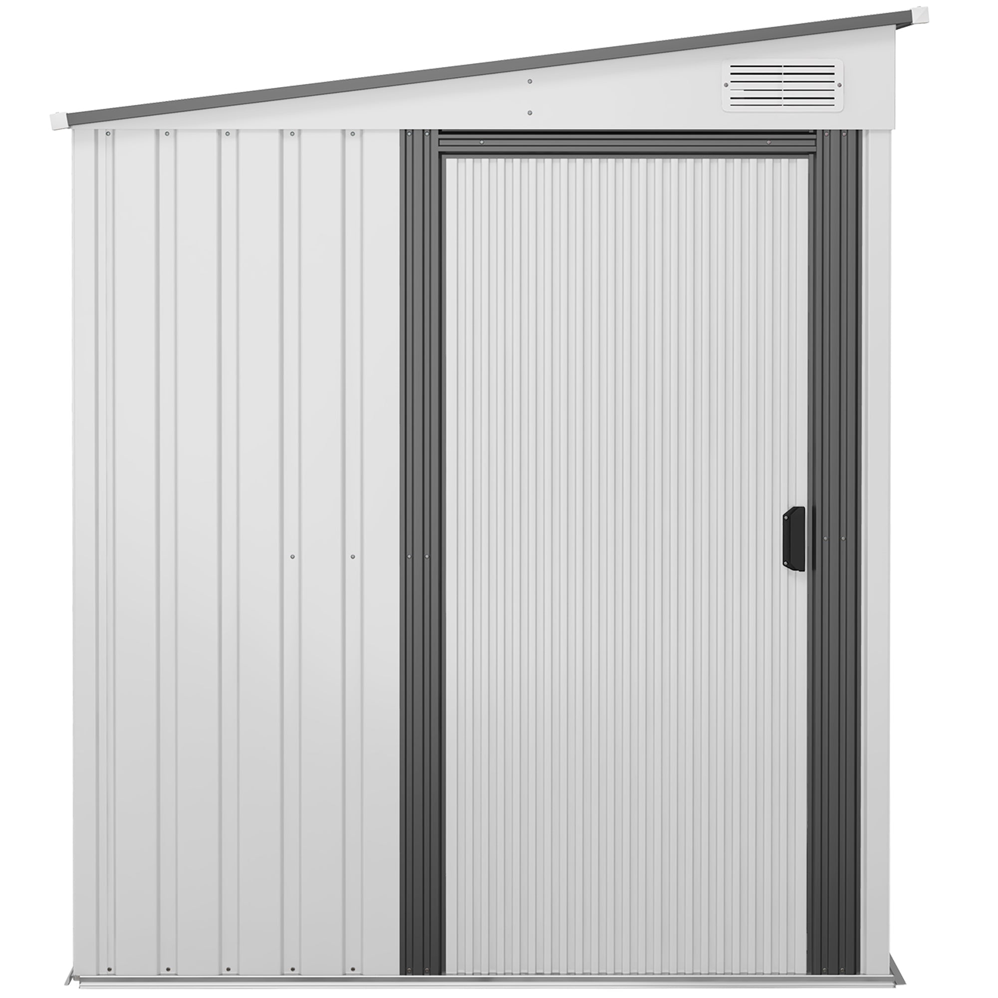 Outsunny 5 x 7FT Galvanised Metal Shed with Foundation, Lean to Tool Garden Shed with Sliding Doors and 2 Vents, White - anydaydirect