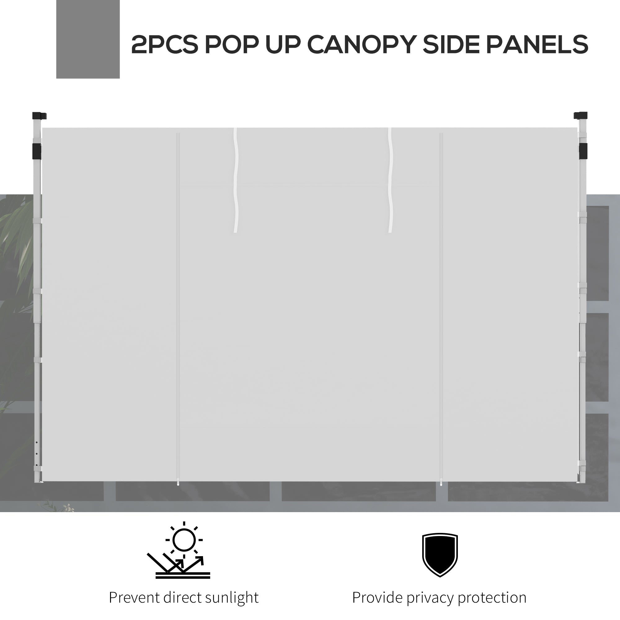 Outsunny Gazebo Side Panels, 2 Pack Sides Replacement, for 3x3(m) or 3x6m Pop Up Gazebo, with Windows and Doors, White - anydaydirect