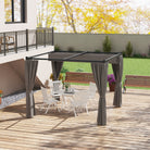 Outsunny 3 x 3m Moving Canopy Metal Pergola, with Curtains - Grey - anydaydirect