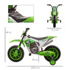 HOMCOM 12V Kids Electric Motorbike Ride On Motorcycle Vehicle Toy with Training Wheels for 3-5 Years Old, Green - anydaydirect