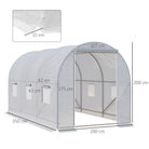 Outsunny 3.5 x 2 x 2 m Polytunnel Greenhouse, Walk-in Green House for Garden with Mesh Windows, Galvanised Steel Frame, White - anydaydirect