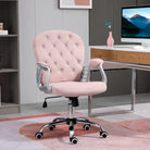 Vinsetto Office Chair, Swivel Desk Chair, Velvet Vanity Chair with Adjustable Height and Rolling Wheels for Home Work Study, Pink - anydaydirect