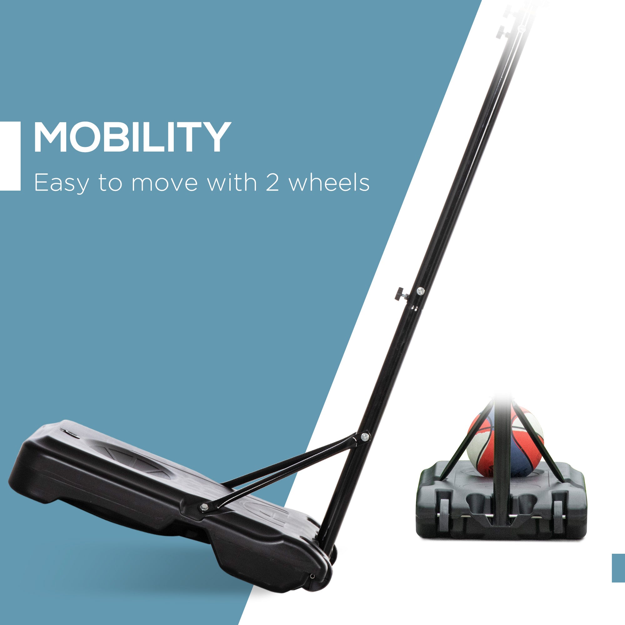 HOMCOM Adjustable Basketball Hoop and Stand, with Wheels and Weight Base Black - anydaydirect