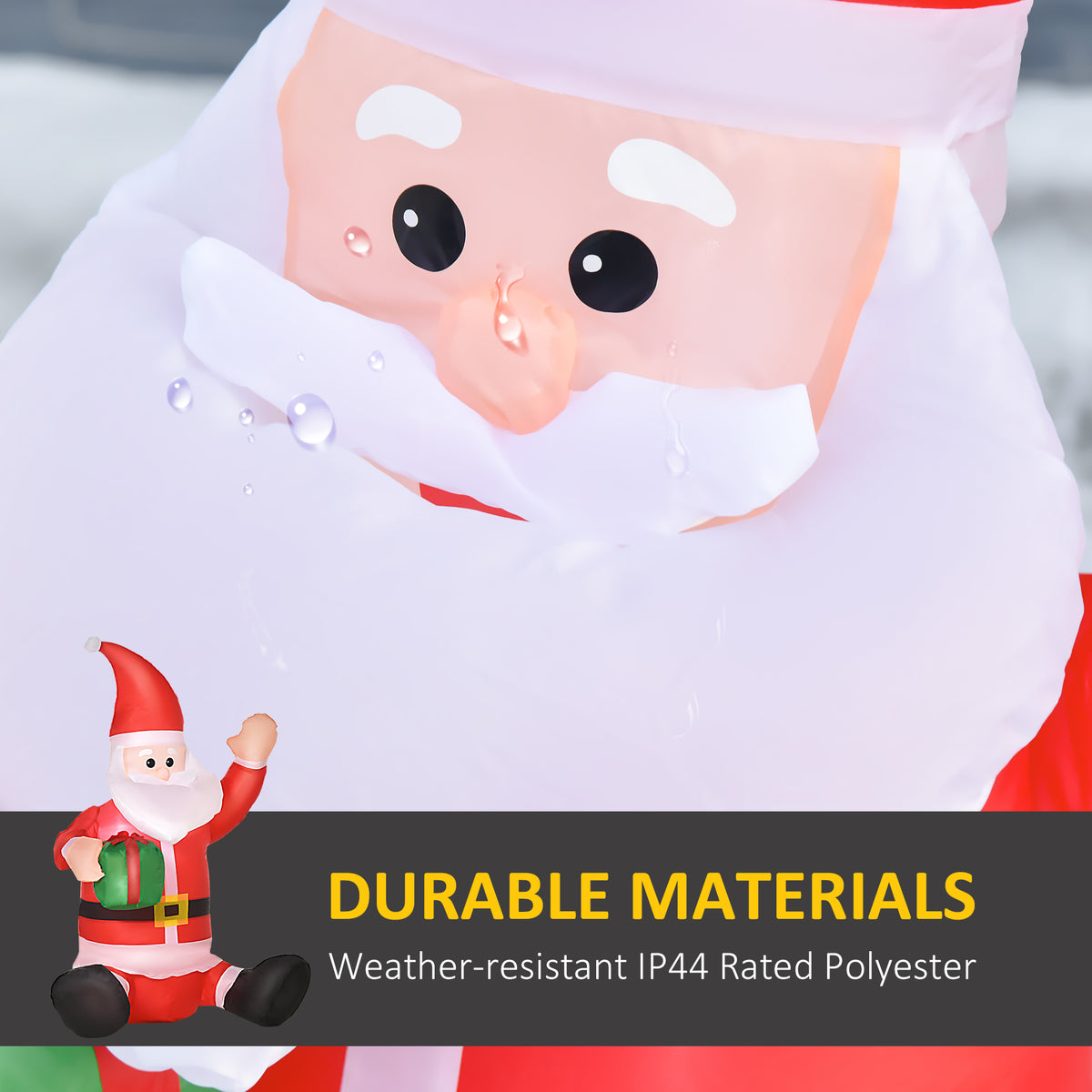 HOMCOM Christmas Inflatable Santa Claus Outdoor Home Seasonal Decoration w/ LED Light - anydaydirect
