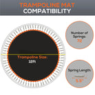 SPORTNOW Replacement Trampoline Mat with Spring Pull Tool, 72 V-Hooks, for 12ft Trampoline using 14cm Springs, Orange - anydaydirect