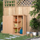 Outsunny Wooden Garden Storage Shed Fir Wood Tool Cabinet Organiser with Shelves 75L x 56W x115Hcm - anydaydirect
