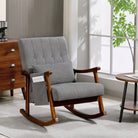 HOMCOM Wood Frame Rocking Accent Chair - Grey - anydaydirect