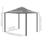 Outsunny 3 x 3(m) Patio Gazebo Canopy Garden Pavilion Tent Shelter Marquee with 2 Tier Water Repellent Roof, Mosquito Netting and Curtains, Aluminium Frame, Dark Grey - anydaydirect