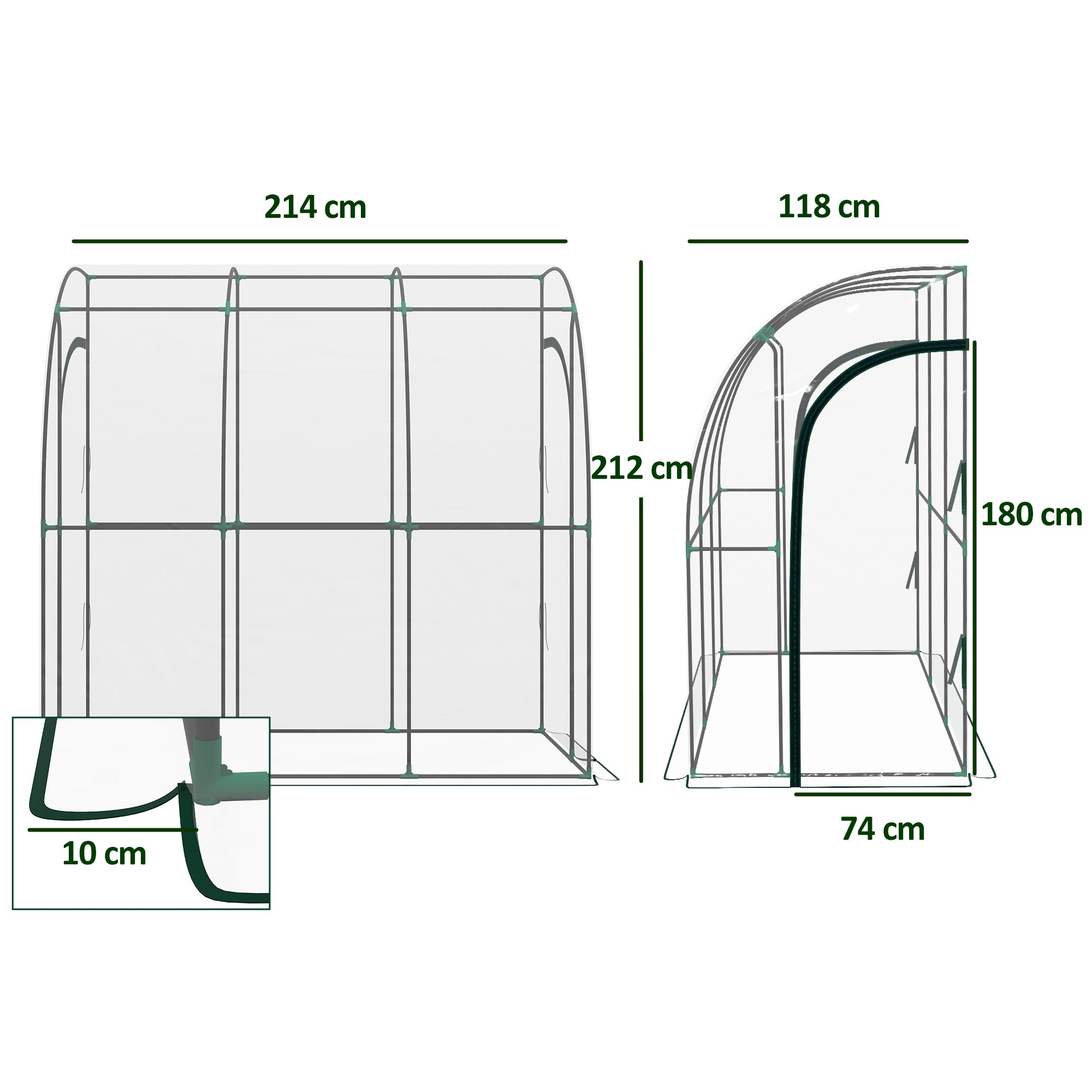 Outsunny 214cm x 118cm Walk-In Lean To Greenhouse, with Accessories - anydaydirect