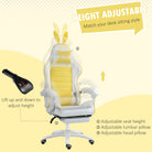 Vinsetto Racing Gaming Chair, Reclining PU Leather Computer Chair with Removable Rabbit Ears, Footrest, Headrest and Lumber Support, Yellow - anydaydirect