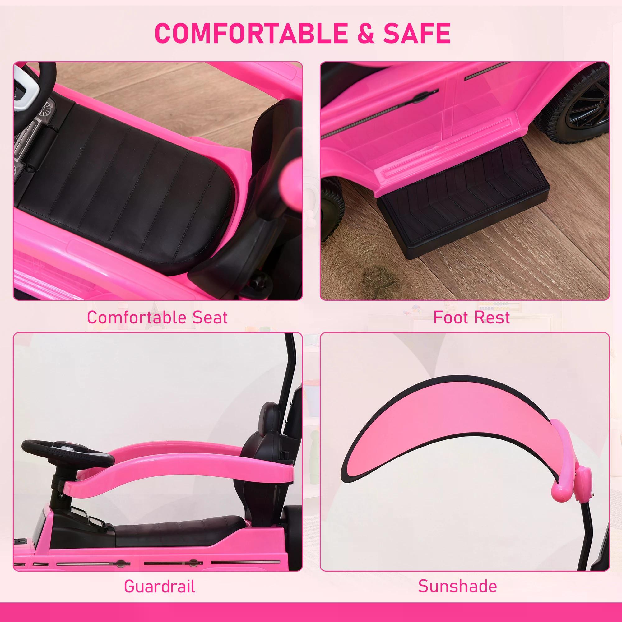 HOMCOM Mercedes-Benz G350 Push Car: Toddler Foot-to-Floor Slider with Steering Wheel, Pink - anydaydirect