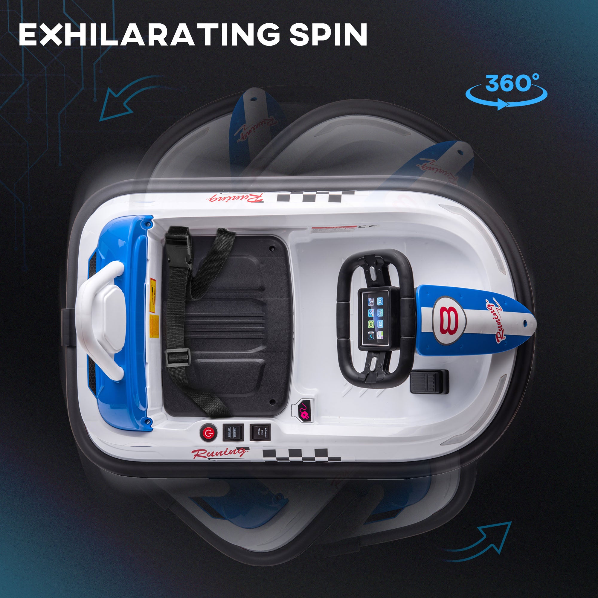 HOMCOM Electric Kids Bumper Car, 6V 360-Degree Rotation Waltzer Car, Battery Powered Ride on Car w/ Music, Horn, Lights for 18-48 Months - anydaydirect