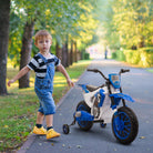 HOMCOM 12V Kids Electric Motorbike Ride On Motorcycle Vehicle Toy with Training Wheels for 3-5 Years Old, Blue - anydaydirect