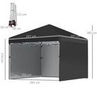 Outsunny 3 x 3 (M) Pop Up Gazebo Event Shelter, Height Adjustable Party Tent with 3 Sidewalls, Weight Bags and Wheeled Bag - anydaydirect